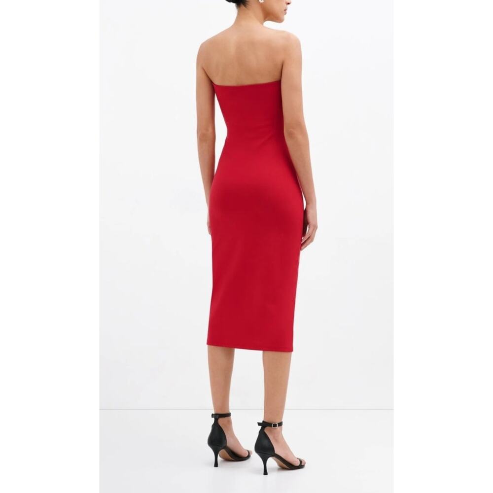 Marcella Natalia Strapless Midi Dress Women's XL Red NWT Minimalist Chic - Picture 2 of 16